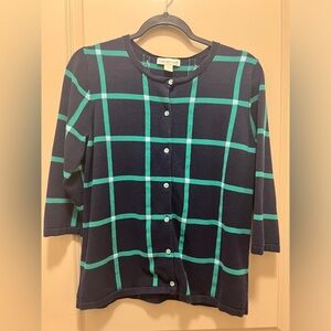 Coldwater Creek 3/4 sleeve Cardigan sweater Navy & Green Large